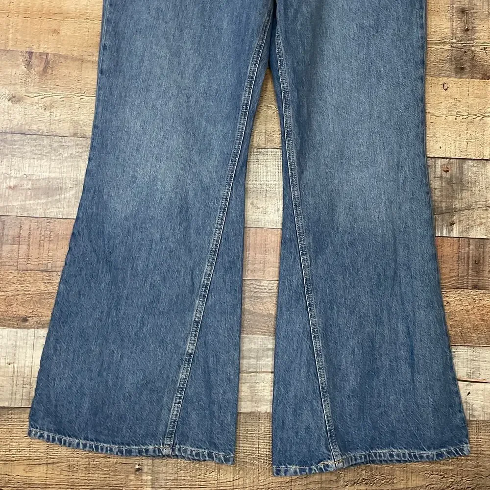 We The Free People New Dawn Flare Jeans High Waist Belgrade Blue SZ 31 NWT