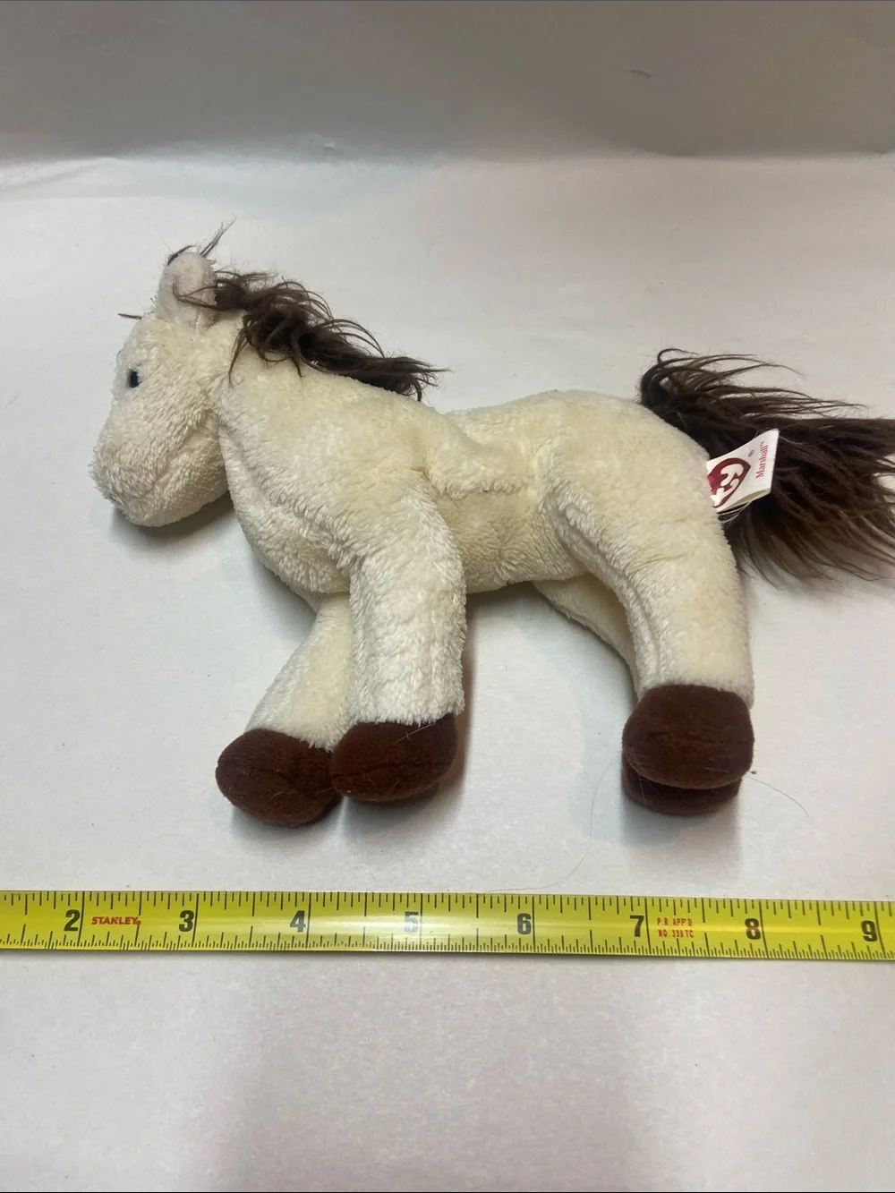 Ty Plush Cream and Brown Horse Stuffed Animal Beanie Babies