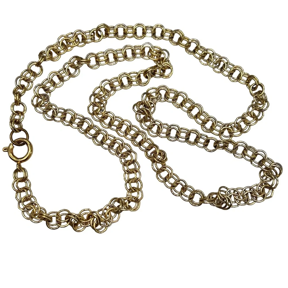 VINTAGE GOLD TONE DOUBLE LINK NECKLACE
