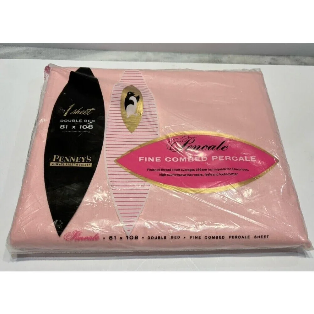 Vintage Penneys Fine Combed Percale Double Bed Flat Sheet 81x 108 All Cotton