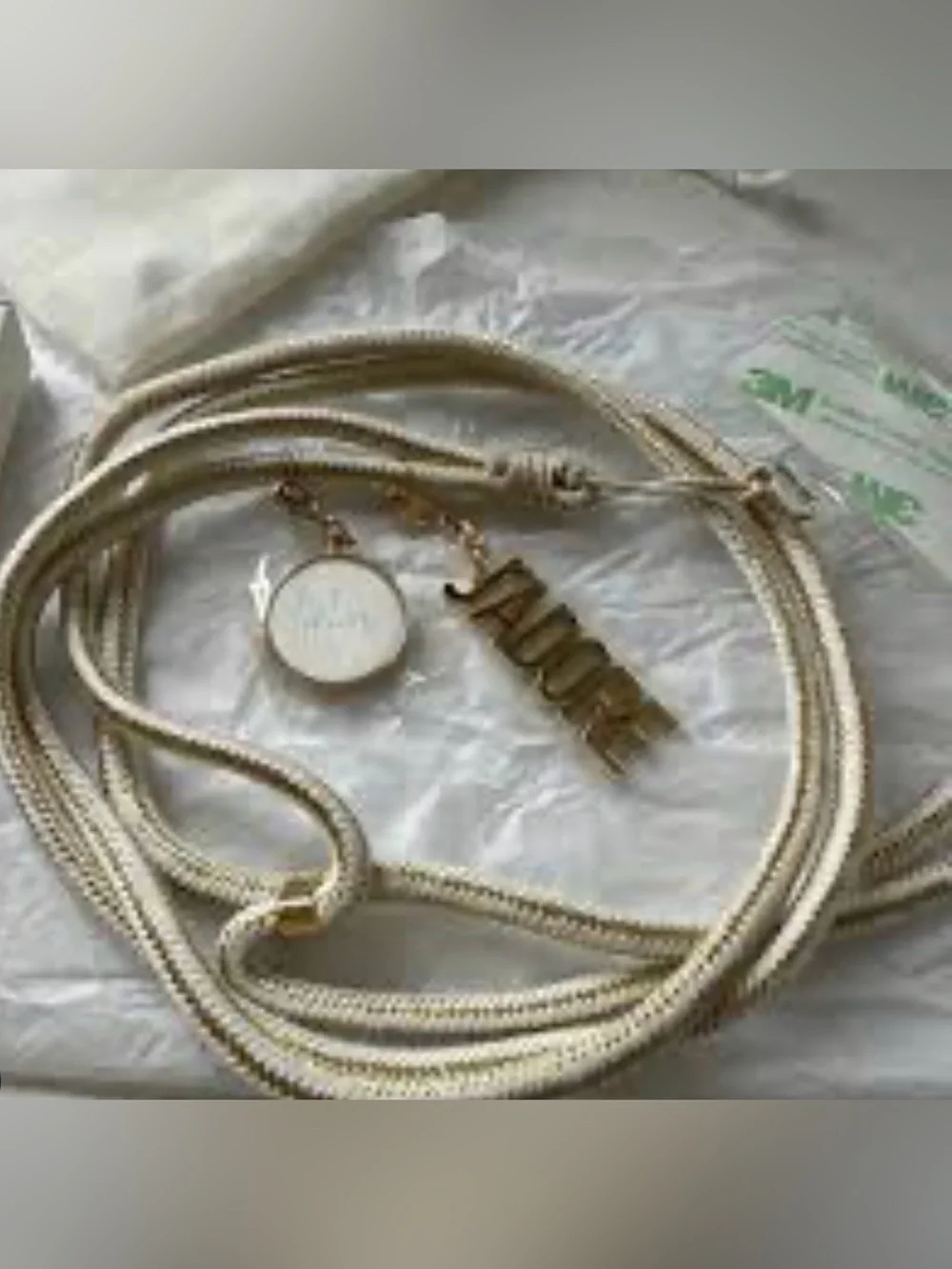 Dior Cream Rope Necklace with Gold J'ADIOR and Medallion Charms