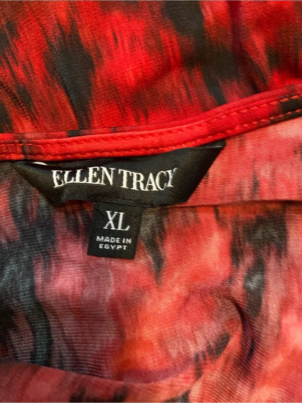 Ellen Tracy Red and Black Abstract Print Sleeveless Blouse XL
