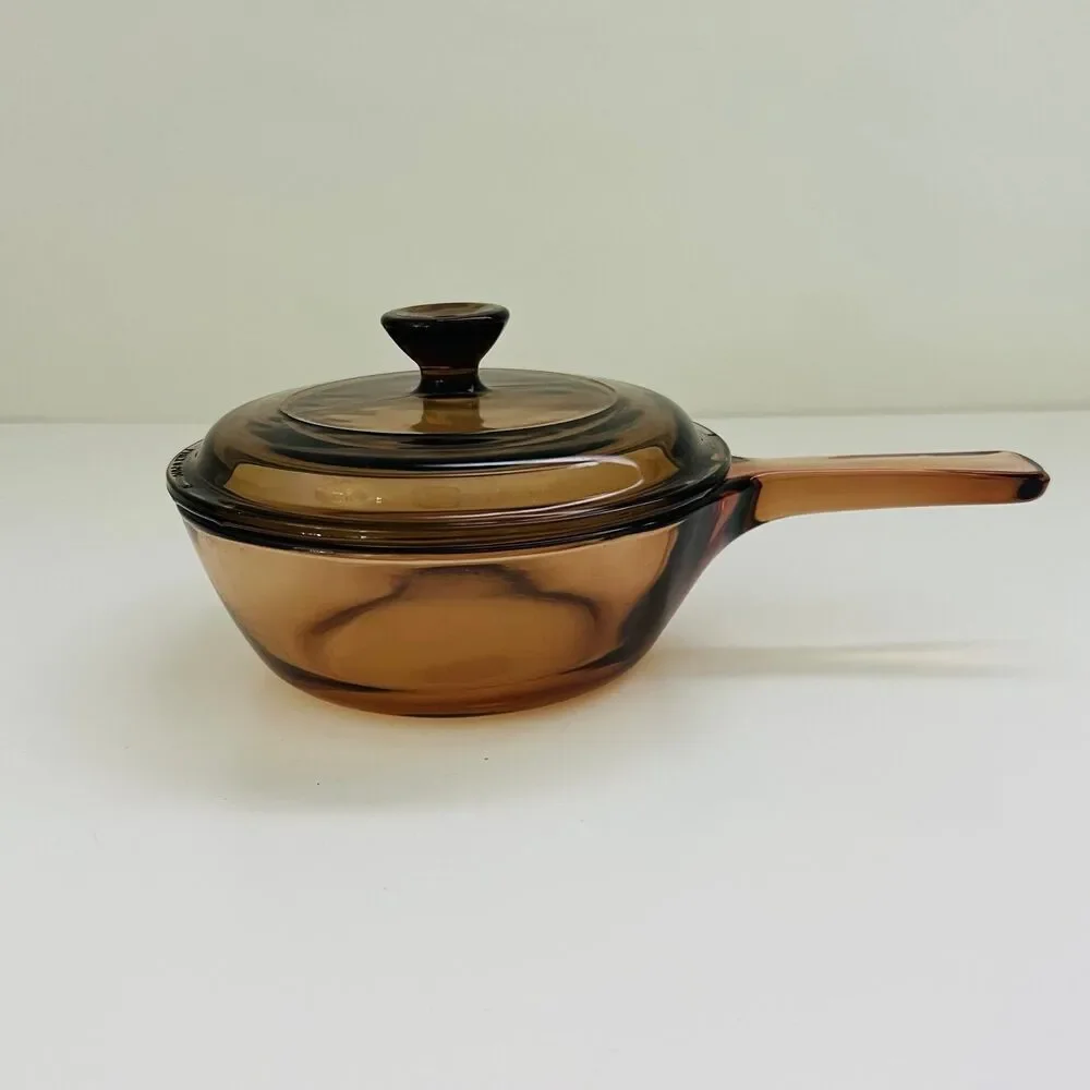 CORNING VISION Amber Glass 0.5L Sauce Pan Pot With Lid P81C