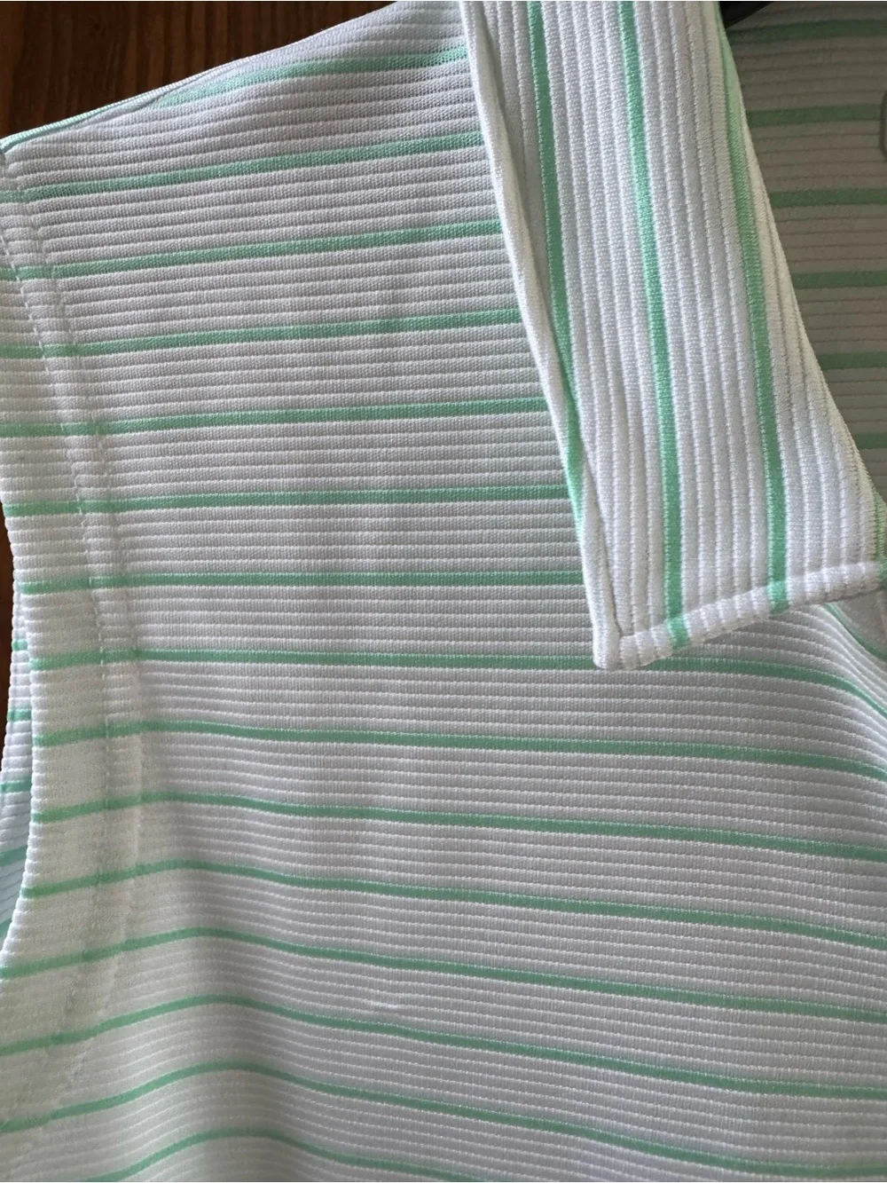 Pebble Beach Womens Collared Sleeveless Polo - Mint Green & White Stripes