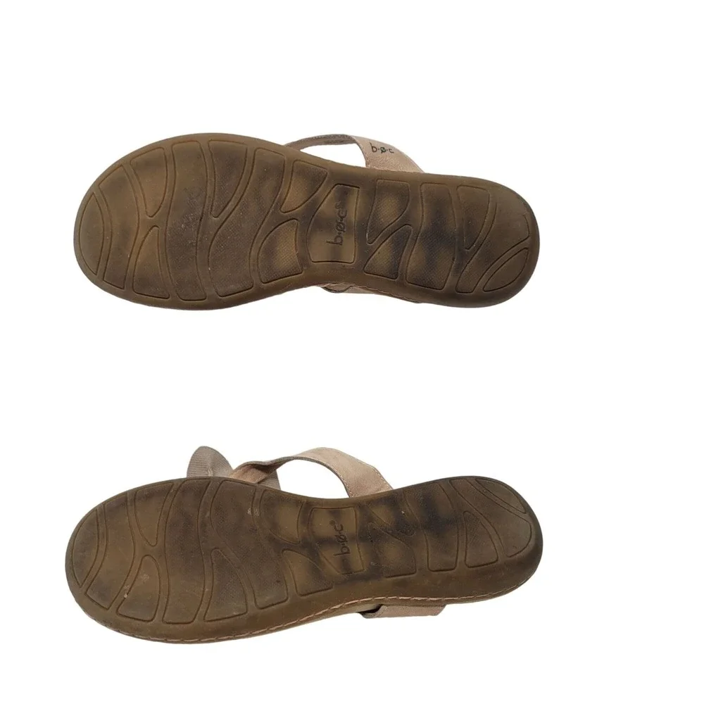 B.O.C.‎ Faux Vegan Leather Flip Flop Sandals 10M  Rose Gold 3D Flower Boho