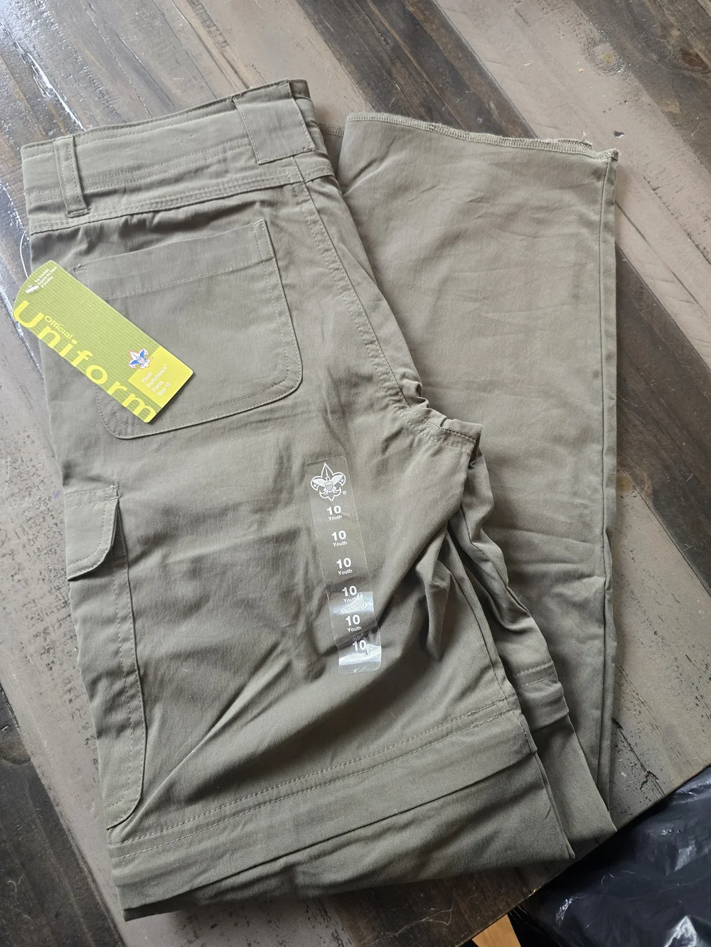 Kids Olive Green Cargo Pants with Patch Pockets