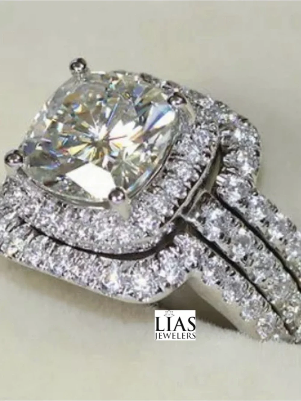 New 10k white gold wedding ring set