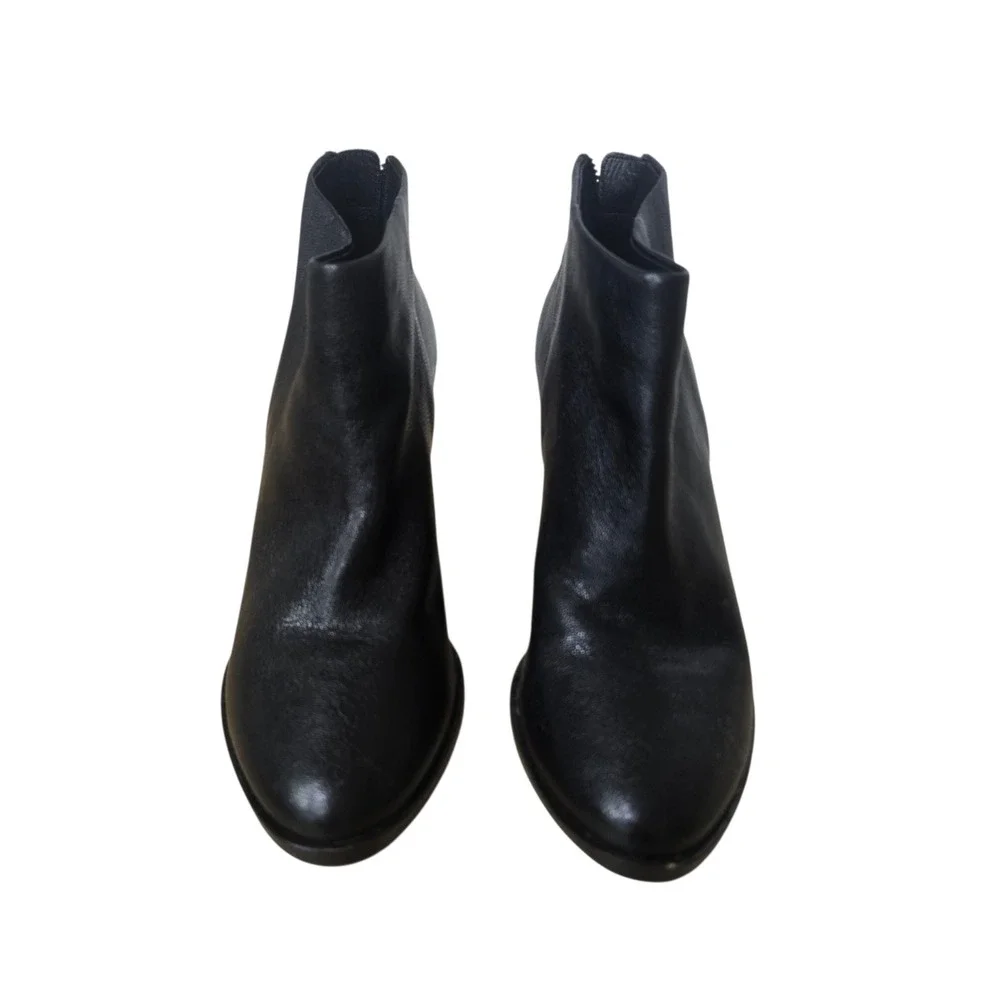 Cole Haan Grand.OS Black Pebbled Leather Block Heel Ankle Boots Womens 5B