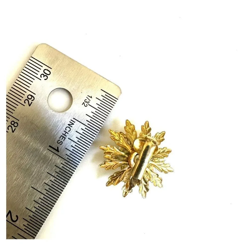 Yellow floral vintage clip earrings yellow floral
