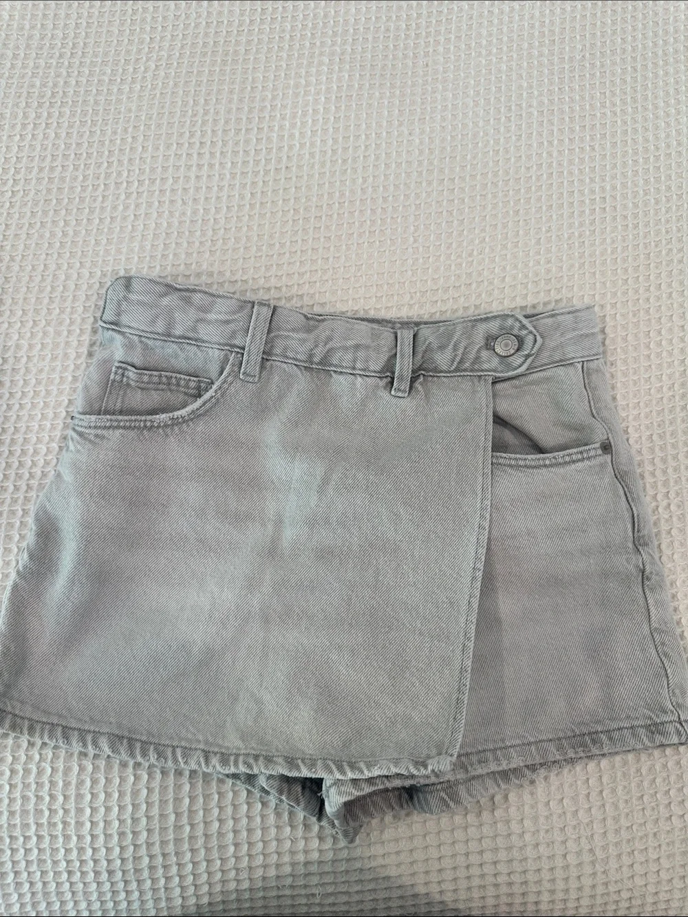 Zara Girls Light Gray Denim Skort Shorts