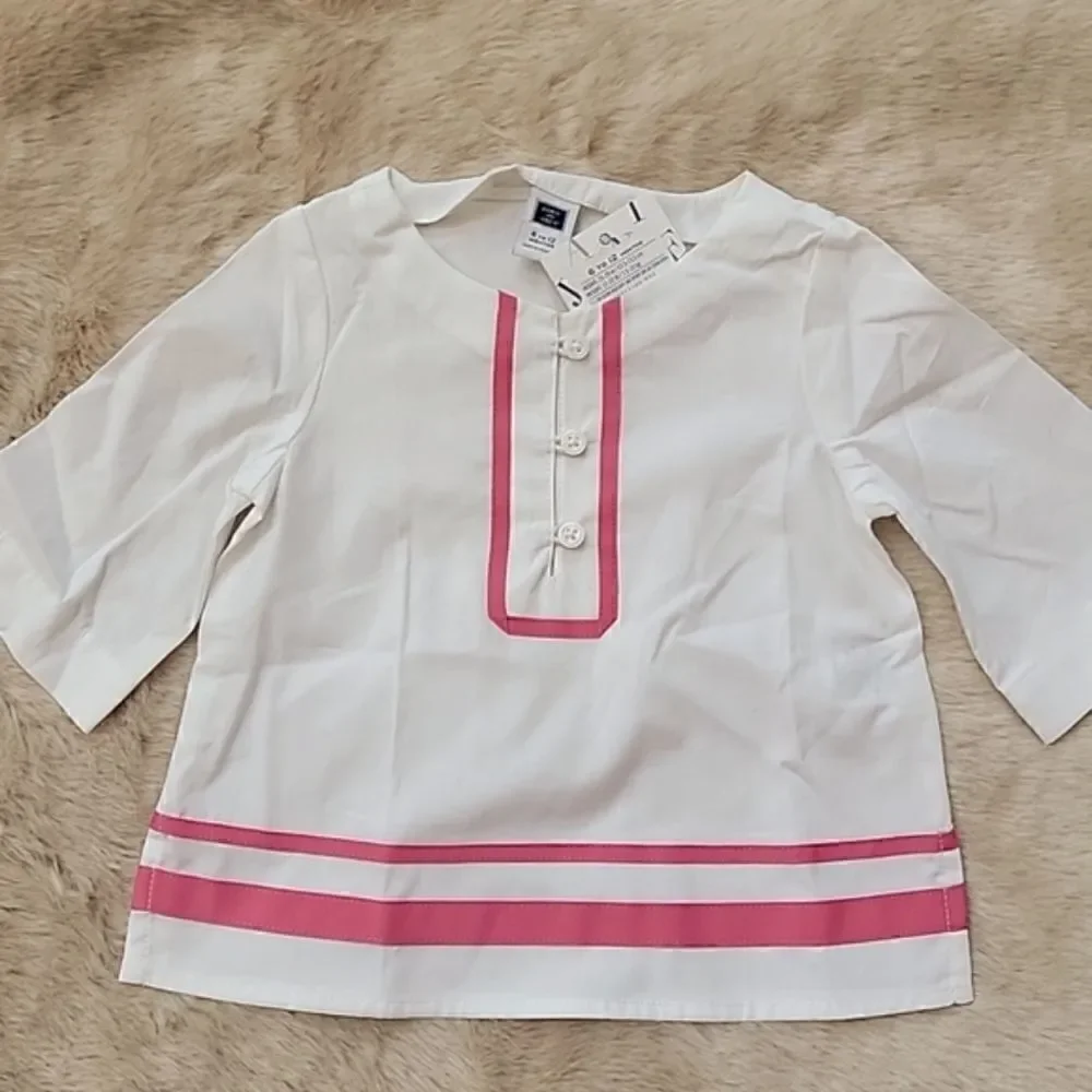 JANIE AND JACK WHITE WITH PINK SWIM COVER-UP TUNIC, NEW!