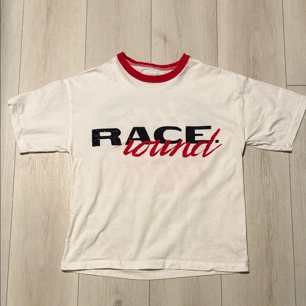 Zara Kids White & Red 'Race’ Graphic Tee size 11-12