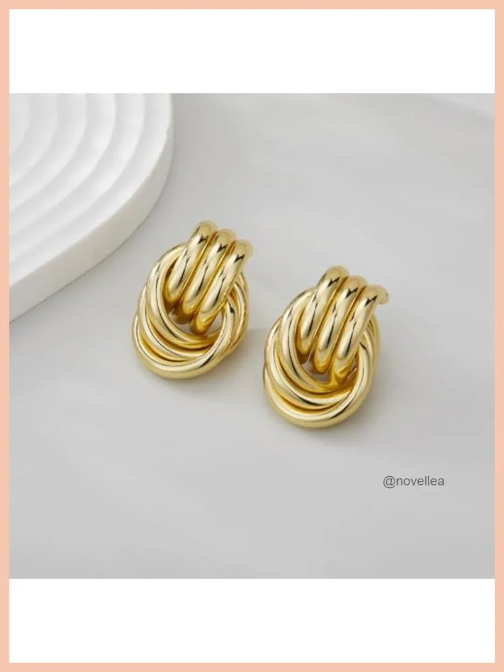 Chunky Gold Knot Earrings for Women, Drop Dangle Long Link Earrings Statement