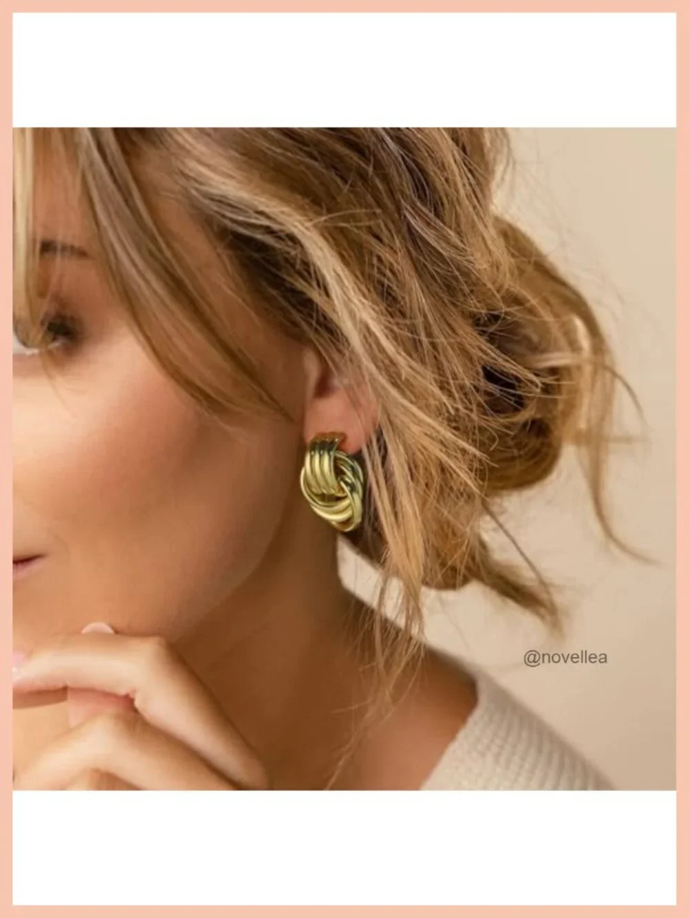 Chunky Gold Knot Earrings for Women, Drop Dangle Long Link Earrings Statement