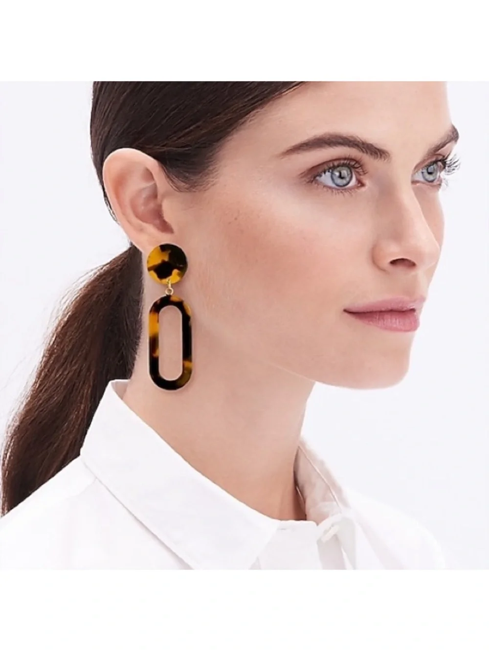 J. Crew Tortoiseshell Drop Link Earrings - Brown & Black