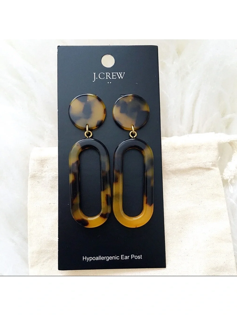 J. Crew Tortoiseshell Drop Link Earrings - Brown & Black