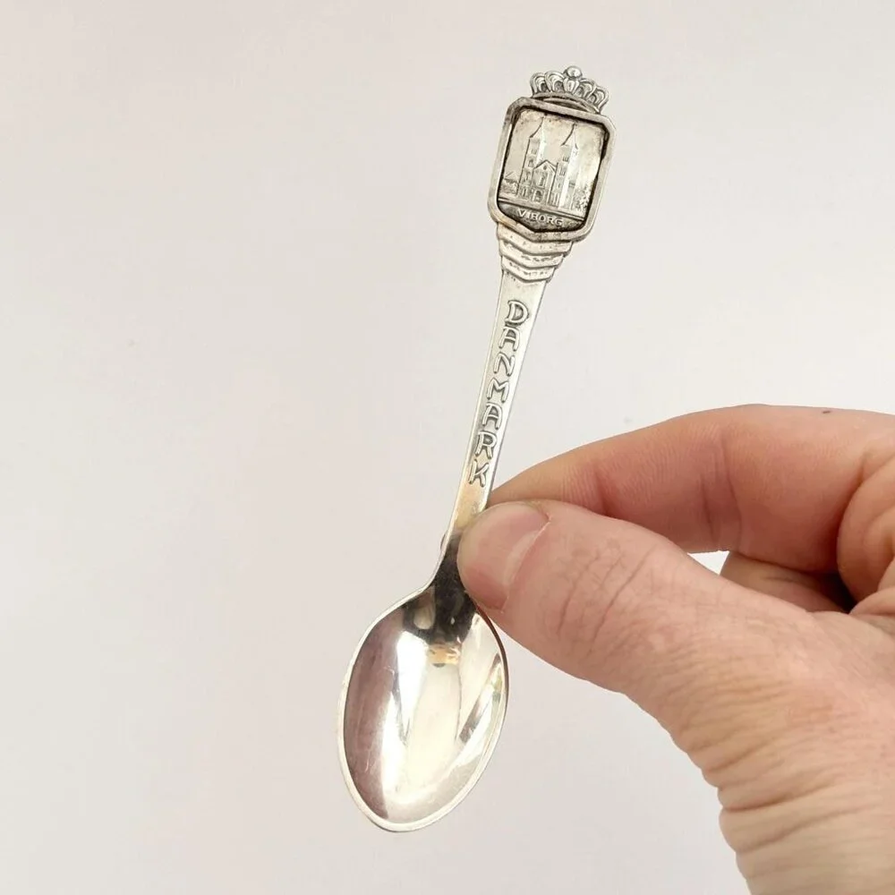 Viborg Cathedral, Danmark Landmark Silver Plated Collectible Vintage Tiny Spoon