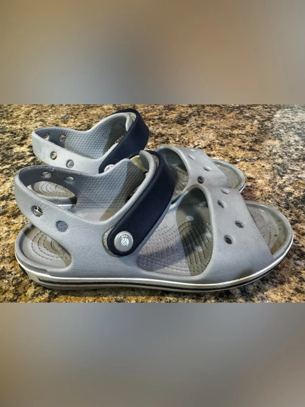 Crocs Youth Kid's C13 Crocband Cruiser Sandals Gray Blue Fisherman Shoes Water