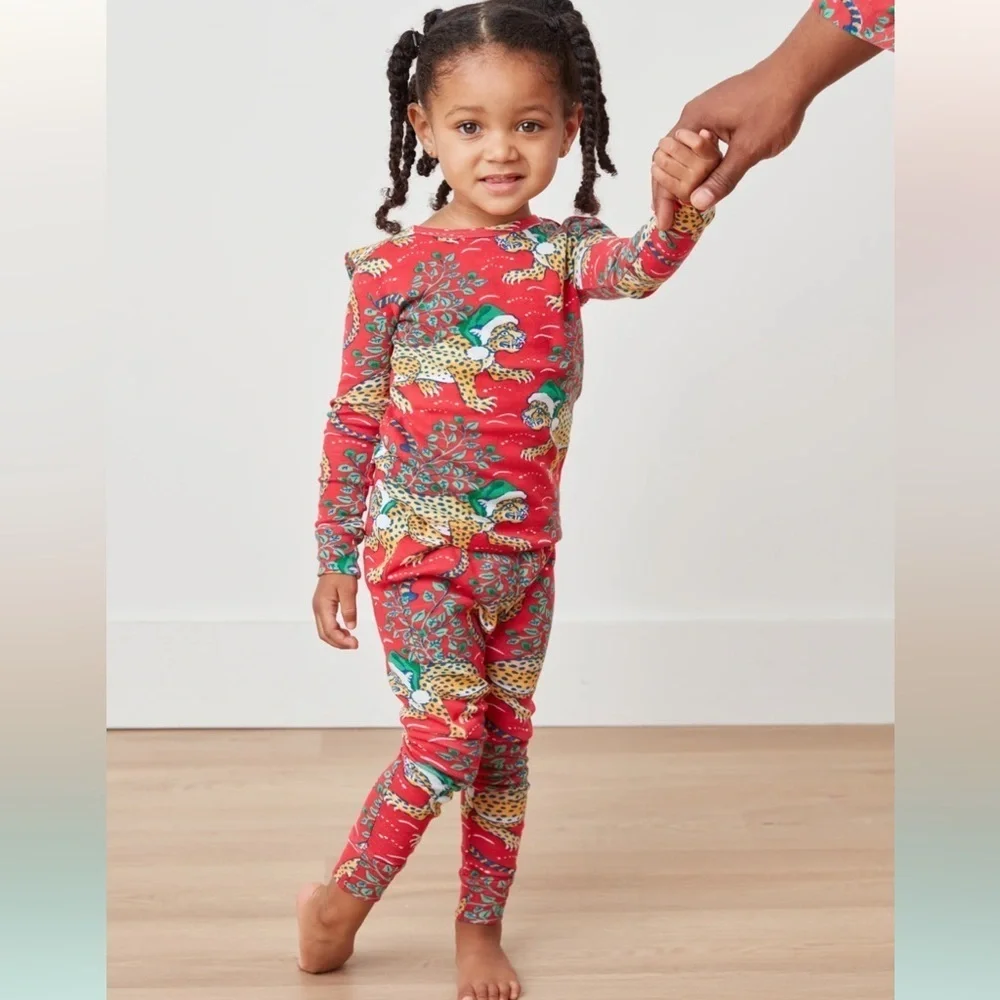 NWT PrintFresh Kids Holly Jolly Bagheera Christmas Holiday Cotton Pajama Set - 2