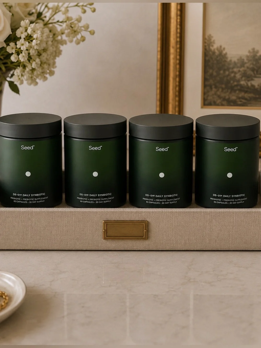 Collectible Green Glass Seed Jars Empty