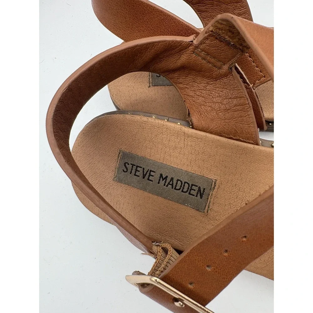 Steve Madden‎ Shoes Womens Size 10 Brown Tesa Strappy Sandals Ankle Strap Flat