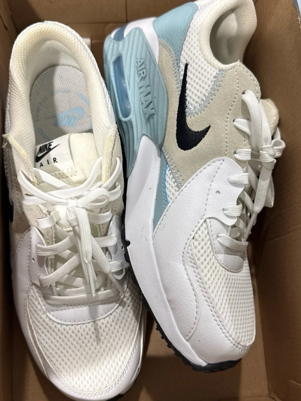 Nike Women’s White & Light Blue Air Max Athletic Sneakers with Black Swoosh