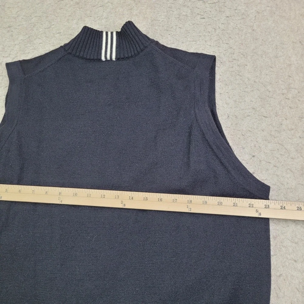 Adidas 1/4‎ Zip Golf Pullover Mens L Black 3 Stripe Sleeveless