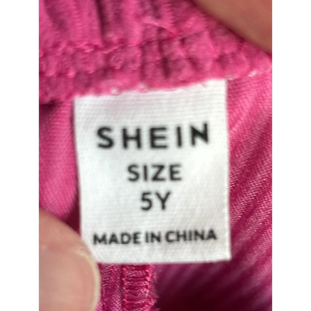 SHEIN Kids Pink Corduroy Sherpa Trim Jacket Pants Set Size 6Y‎