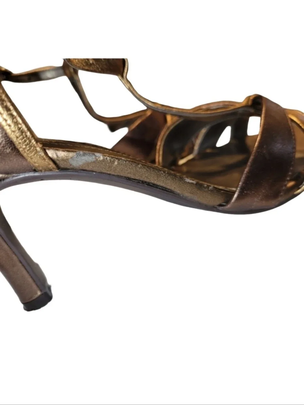 Naturalizer Princeton Copper Metallic Leather T-Strap Sandals N5 Comfort Size 8