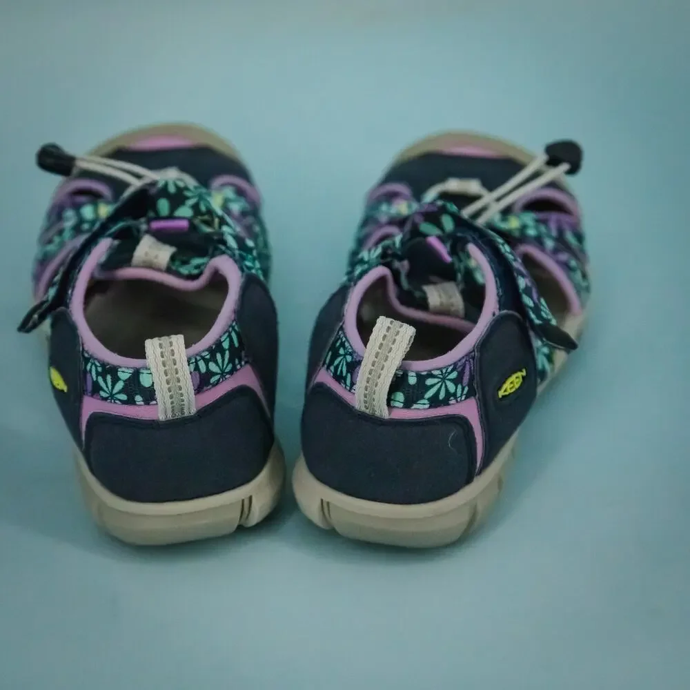 Keen Kids Size 4 Navy Blue Floral Newport H2 Water Outdoor Hiking Shoes Sandals