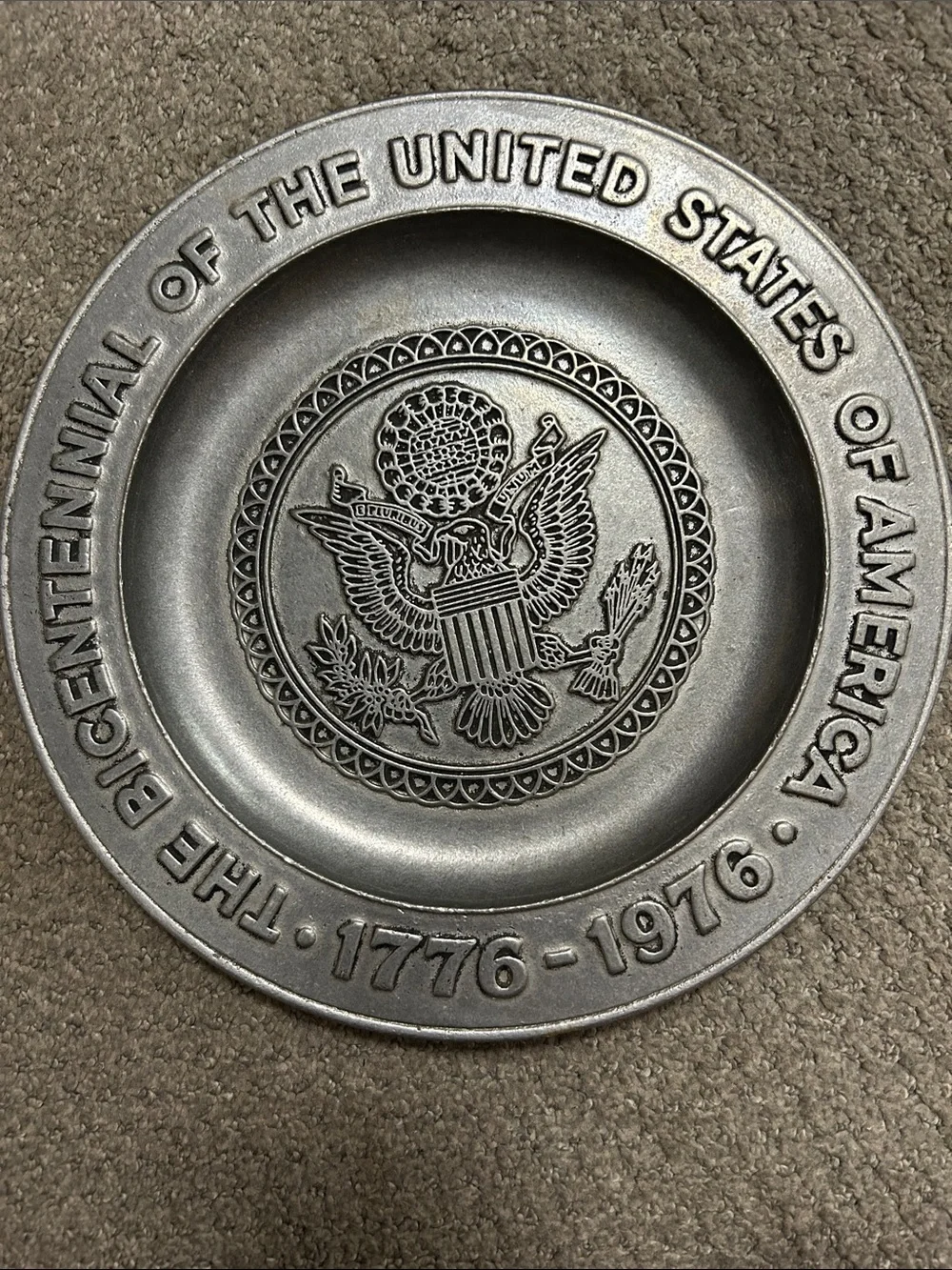 Bicentennial Commemorative Pewter Plate 1776-1976 -