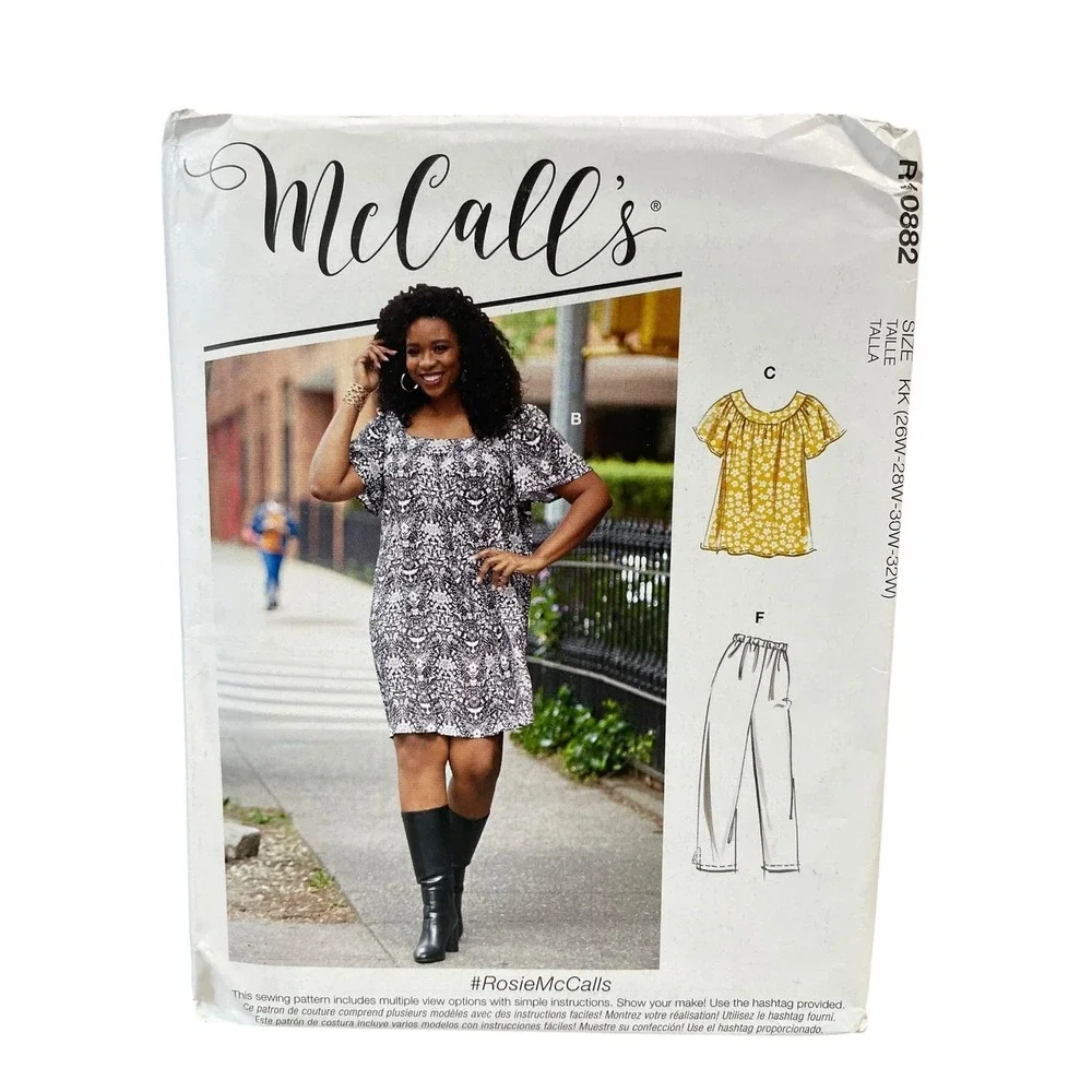 McCall's R10882‎ Women's Dress Top Shorts Capri Pants Size 26W-32W
