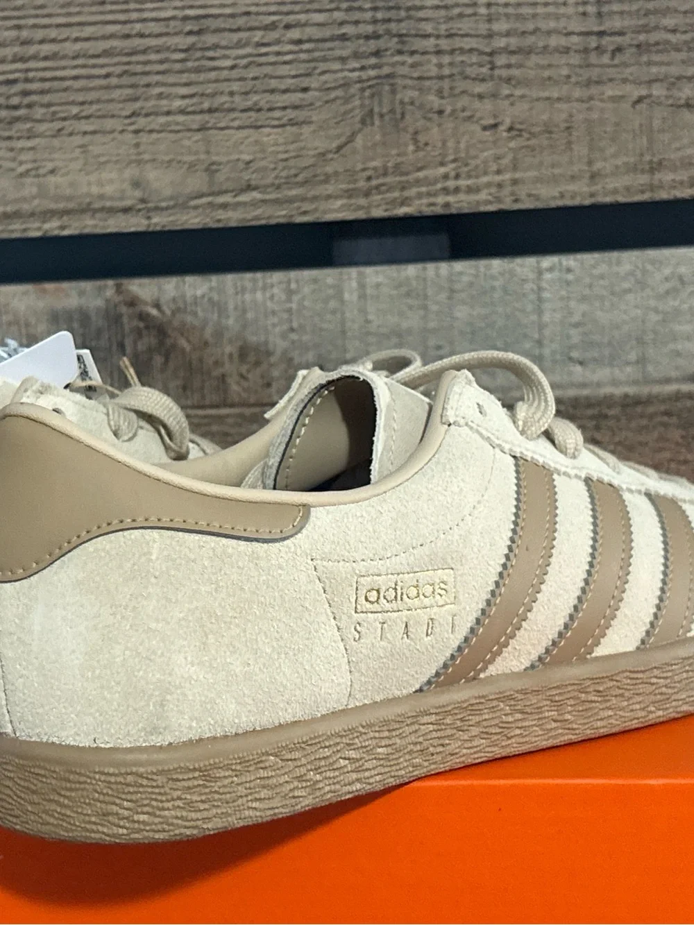 adidas Suede Sneakers in Off-White with Taupe Stripes
