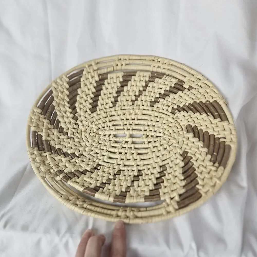 Vintage Handwoven Woven Basket Tray 13