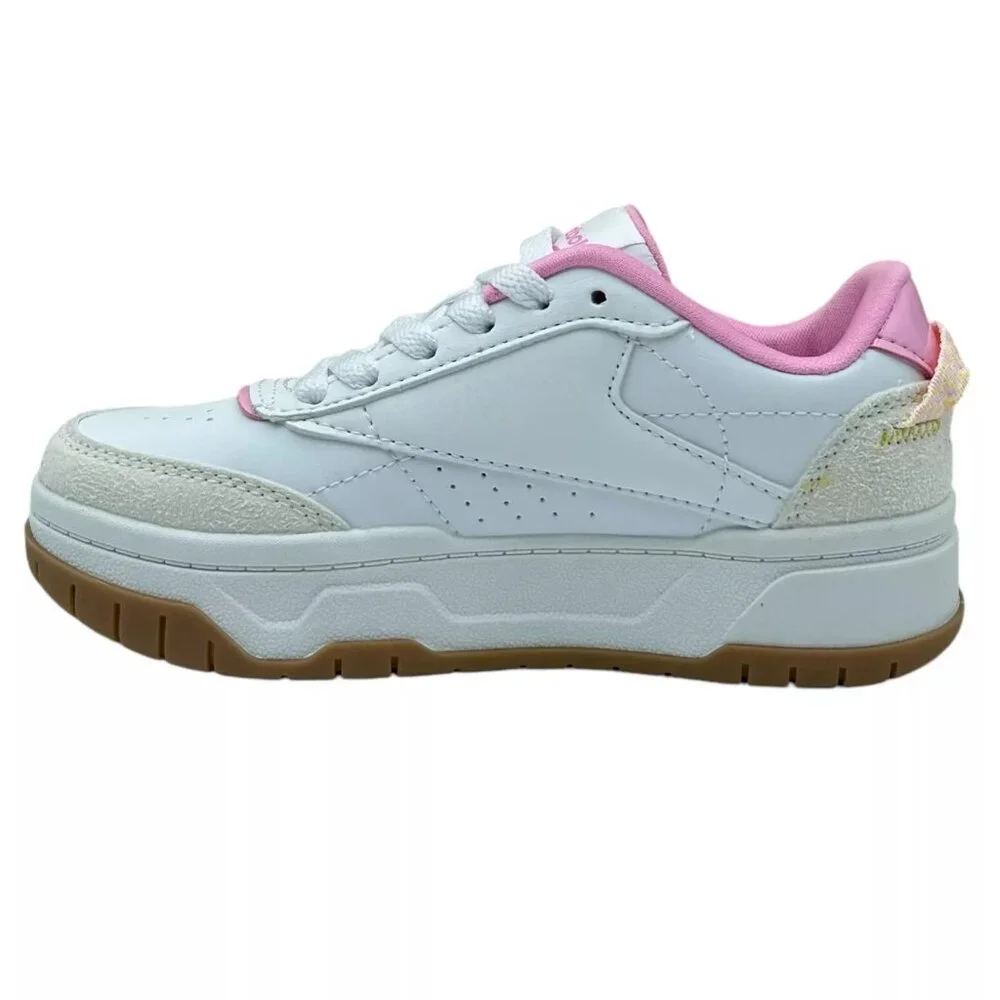 Reebok Tech Geo Youth Girls Casual Sneakers Size 1Y White/Beige/Pink‎ Lace up