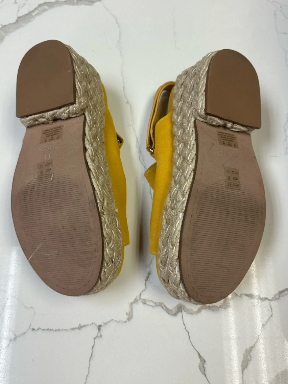 Anthro Kelsi Dagger Brooklyn Keys Yellow Suede Platform Espadrille Sandal Sz 11
