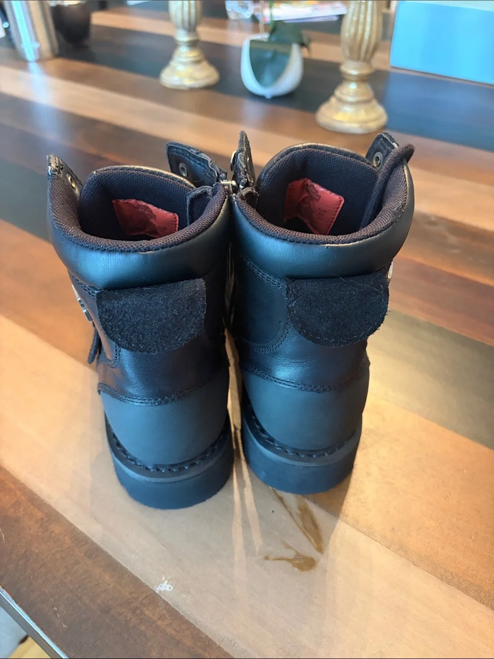 Harley-Davidson Dark Brown Kids Lace-Up Leather Boots with Buckle