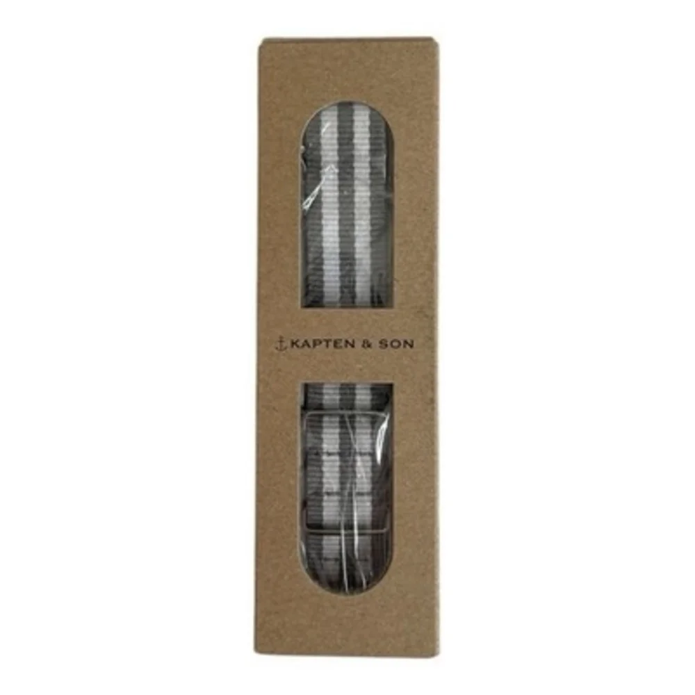 Kapten & Son Gray White Striped Canvas Watch Strap Band Replacement Unisex NIB