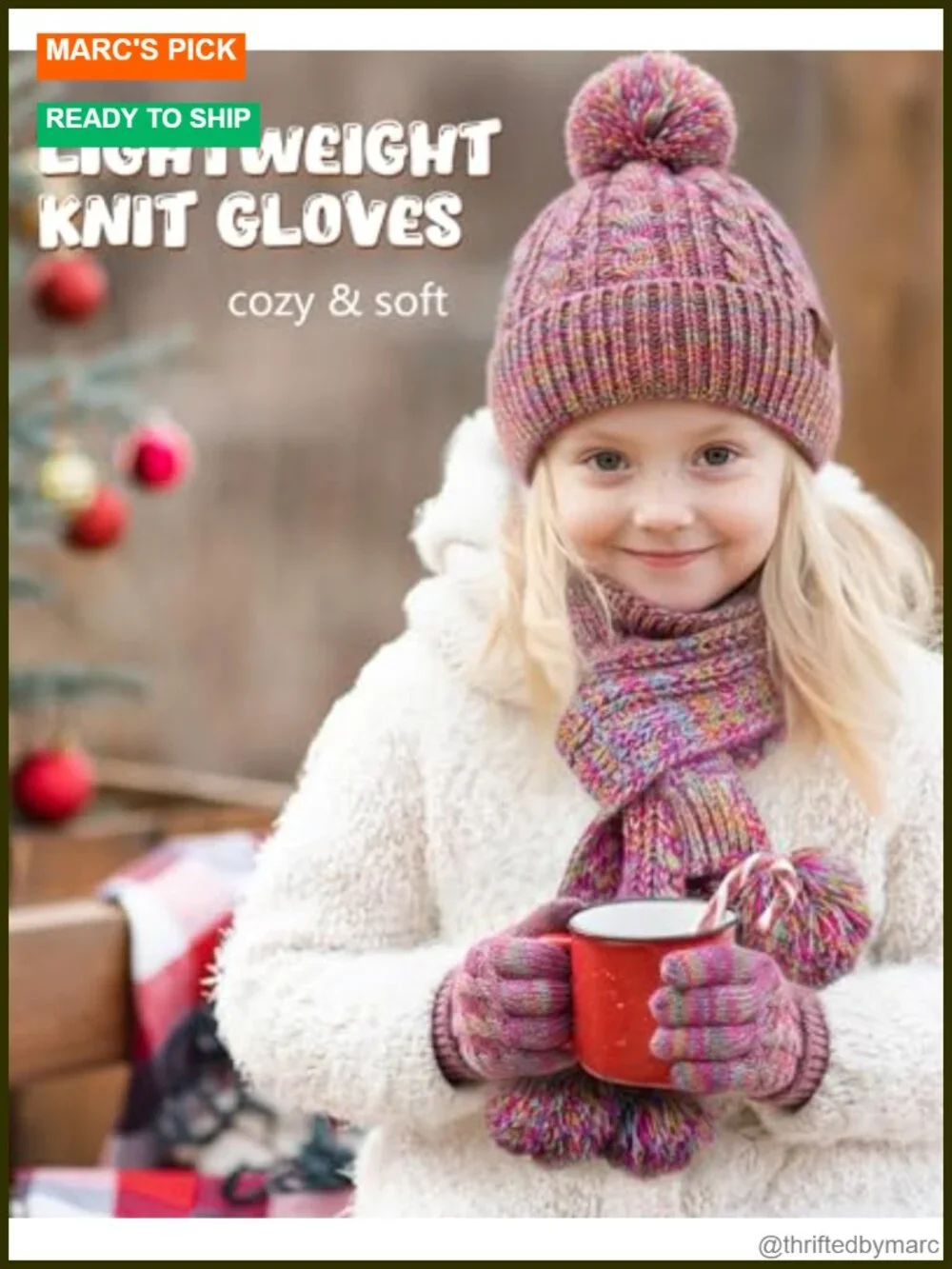 Kids Winter Hat Gloves Scarf Set, Thicken Warm Earmuff Neck Warmer