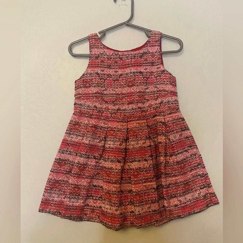 Genuine kids pink, black and red sleeveless tweed dress 2T
