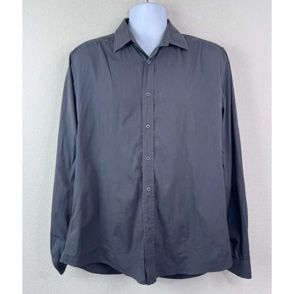 Gucci Mens Slim Fit Shirt‎ 42 16.5 Gray Button Front Long Sleeve Made in Italy