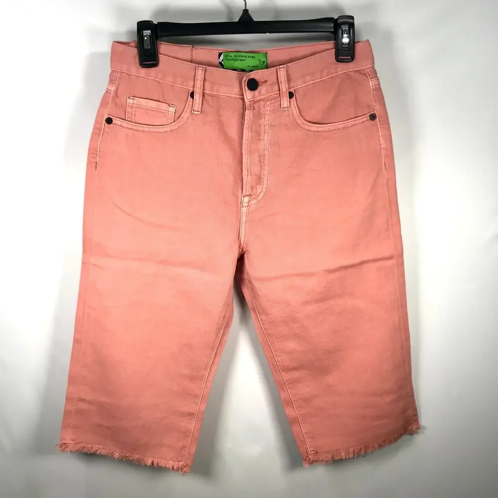 Free People Jorts 25 Pink Bermuda Raw Cut Off Baggy‎ Soft Shorts Beach Festival