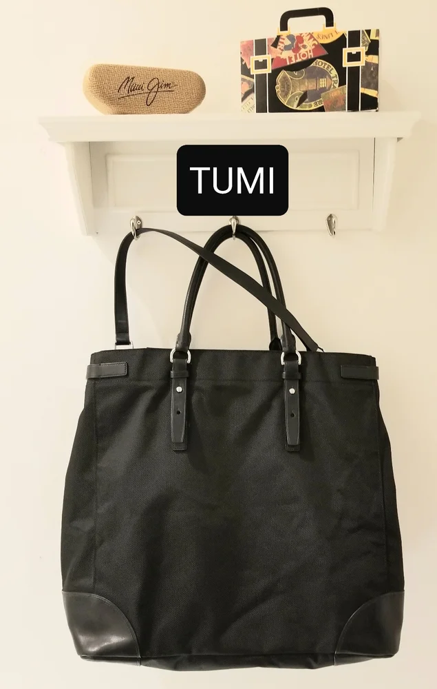 Tumi Black Nylon Tote with Leather Accents