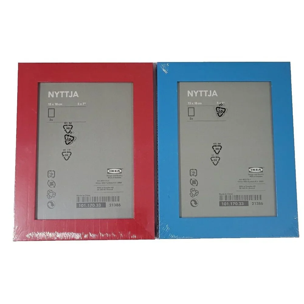 IKEA NYTTJA Picture Frame Sets 5x7 Inch‎ Red Blue Set of 4 Discontinued Sealed