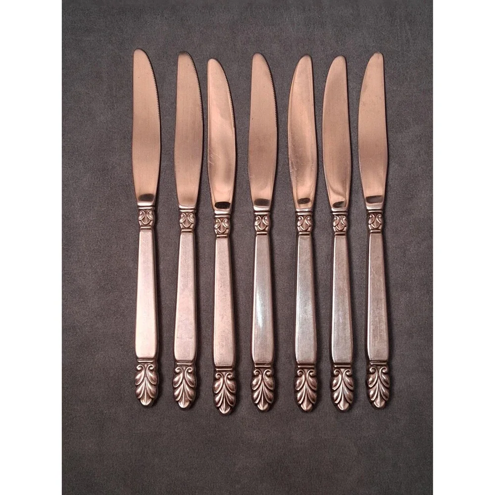 International Silver Norse Dinner Knives (7) Stainless Modernist