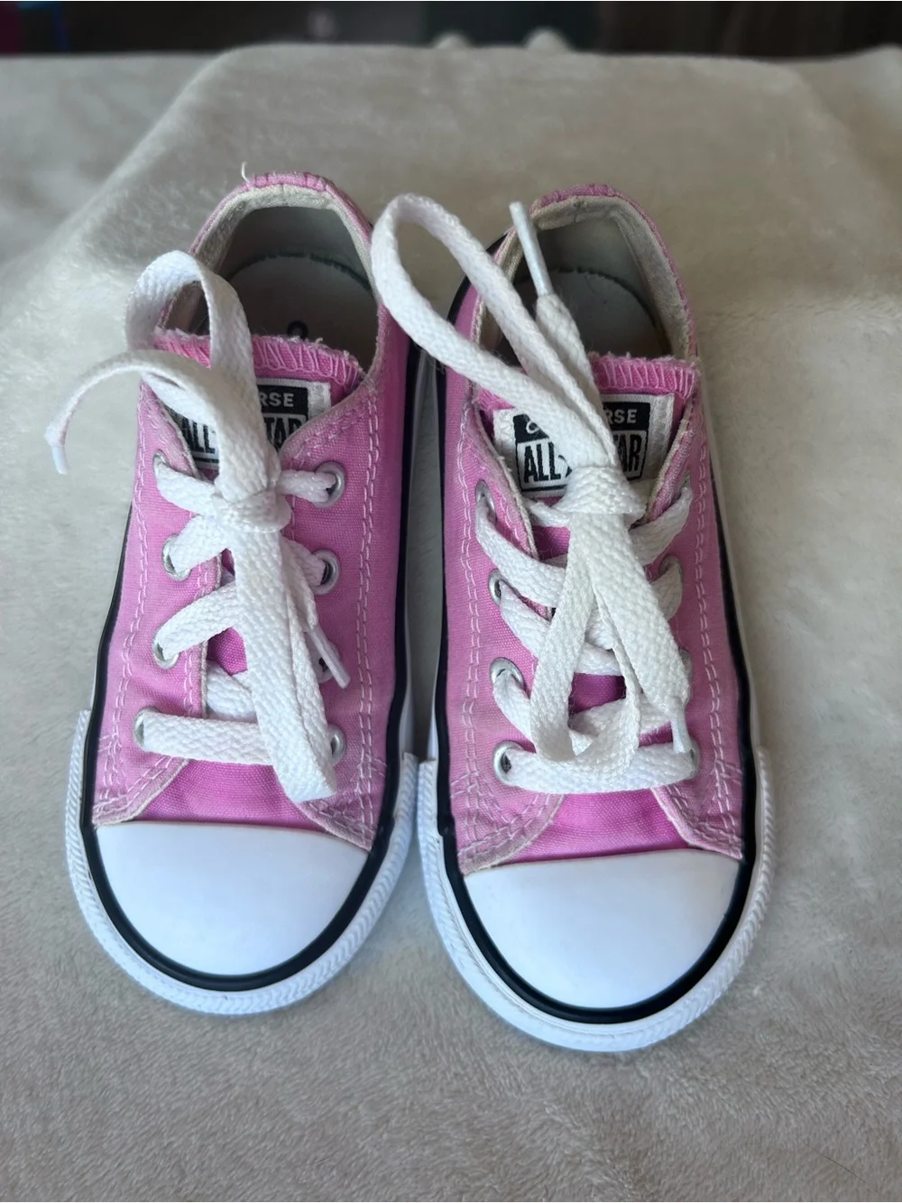 Converse Kids Pink Low Top Sneakers with White Accents