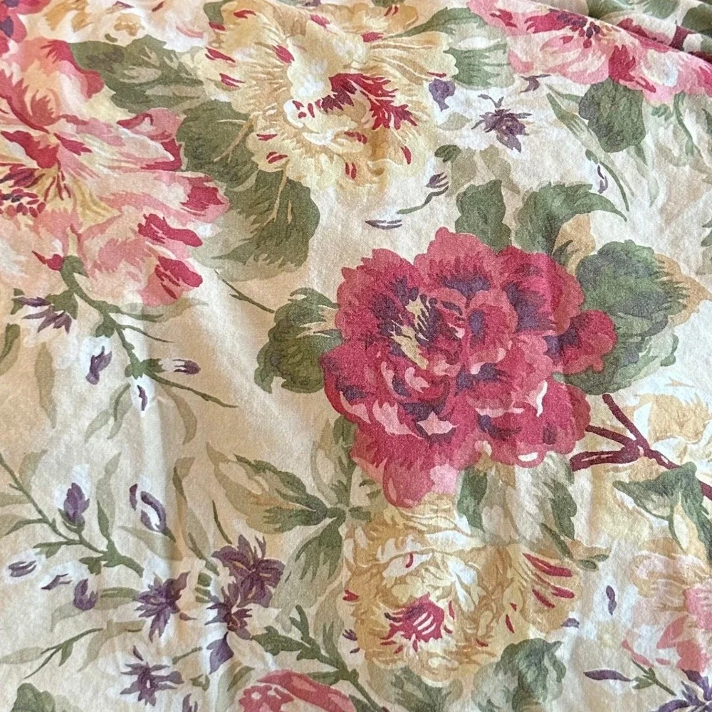 Vintage Ralph Lauren Post Road Constance Floral Queen Fitted Sheet 100% Cotton