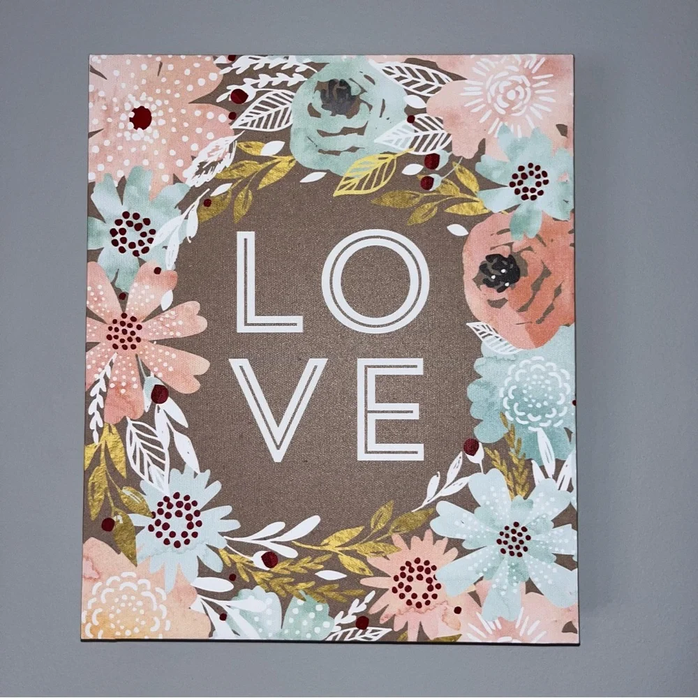 Floral Love Canvas Wall Art 10x12