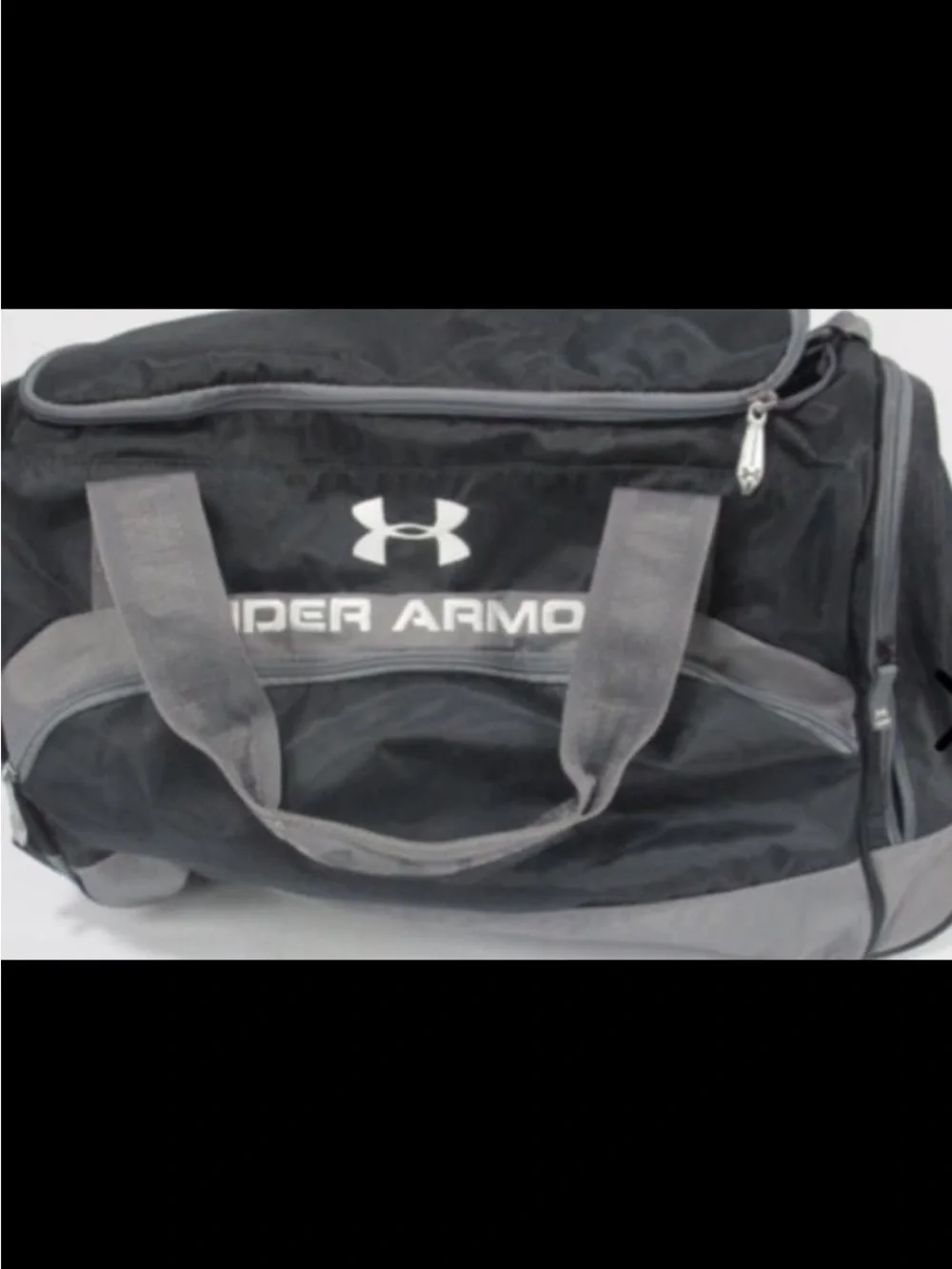 Under Armour Black and Gray Duffel Bag with Logo