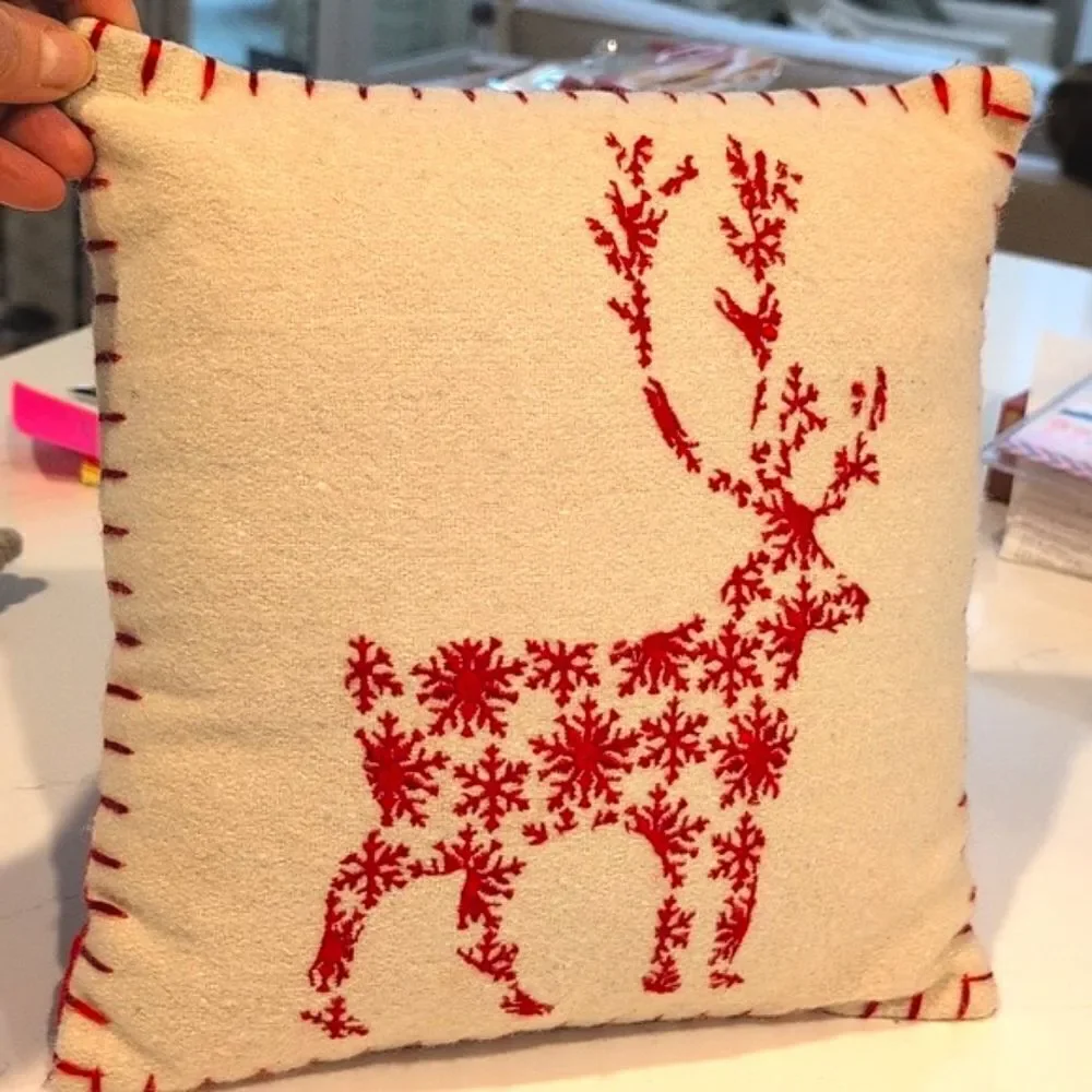 Embroidered Reindeer Square Throw Pillow Pier 1 Decorative Accent Pillow
